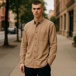 Portuguese‎ Flannel Long Sleeve Sport Shirt  XXL New- Khaki Tan Fall  Roundtree